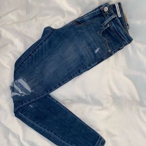 Dark wash levis distressed denim